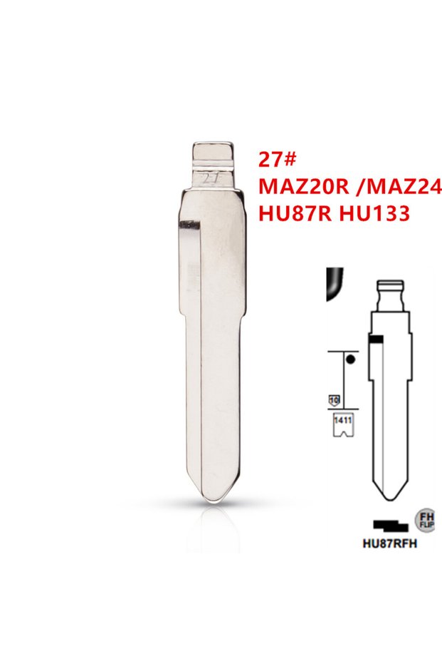 10pcs Uncut flip Metal key blade 27# MAZ20R MAZ24 HU87R HU133 for mazda suzuki for KD keydiy xhorse