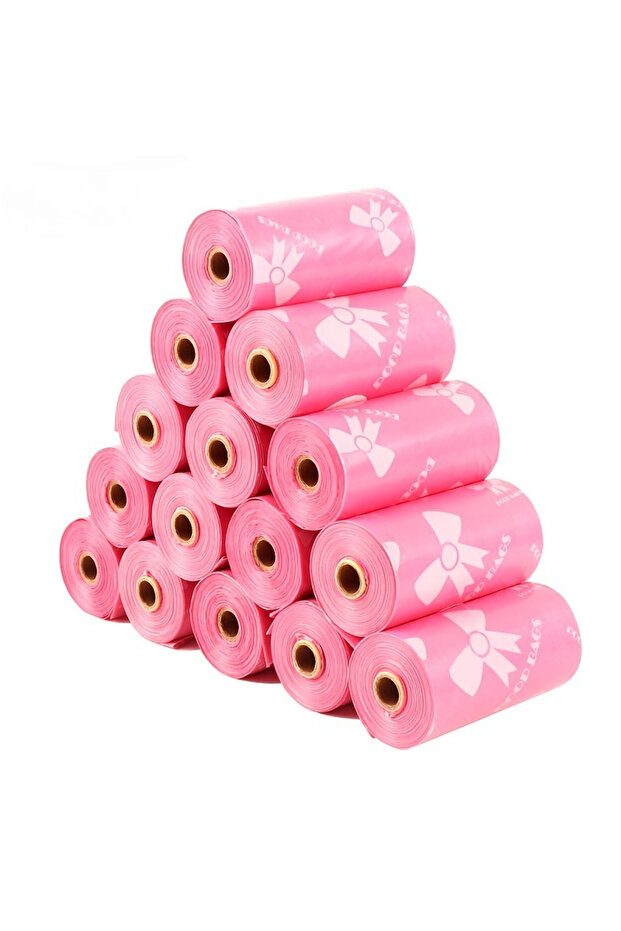 10 rolls Pink 10pcs Extra Thick Dog Poop Bags, Leakproof Trash Bags with Unique Patterns, Pink & Whi