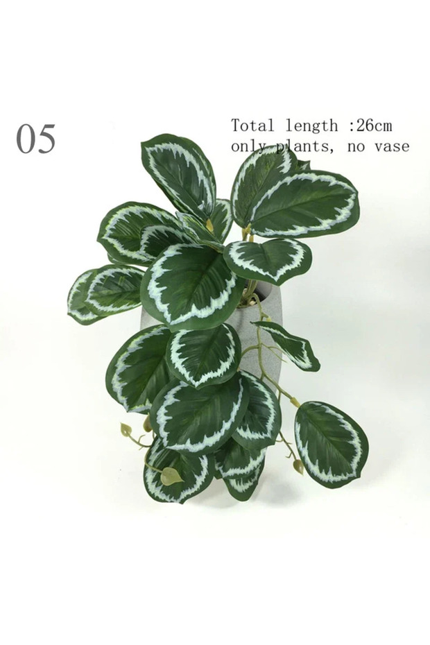 5 Artificial Terrarium Plants Vine Wall Hanging Flower Rattan Simulation Plastic Leaf Rattan Green G