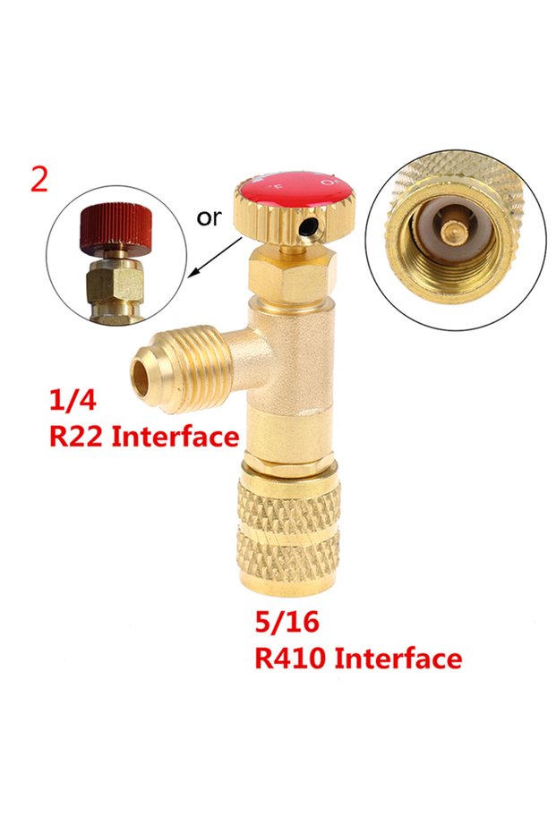 2out14in516 1/4 " 5/16" R22 R410 Air Conditioning Refrigerant Liquid Safety Valve Adapter Air Condit