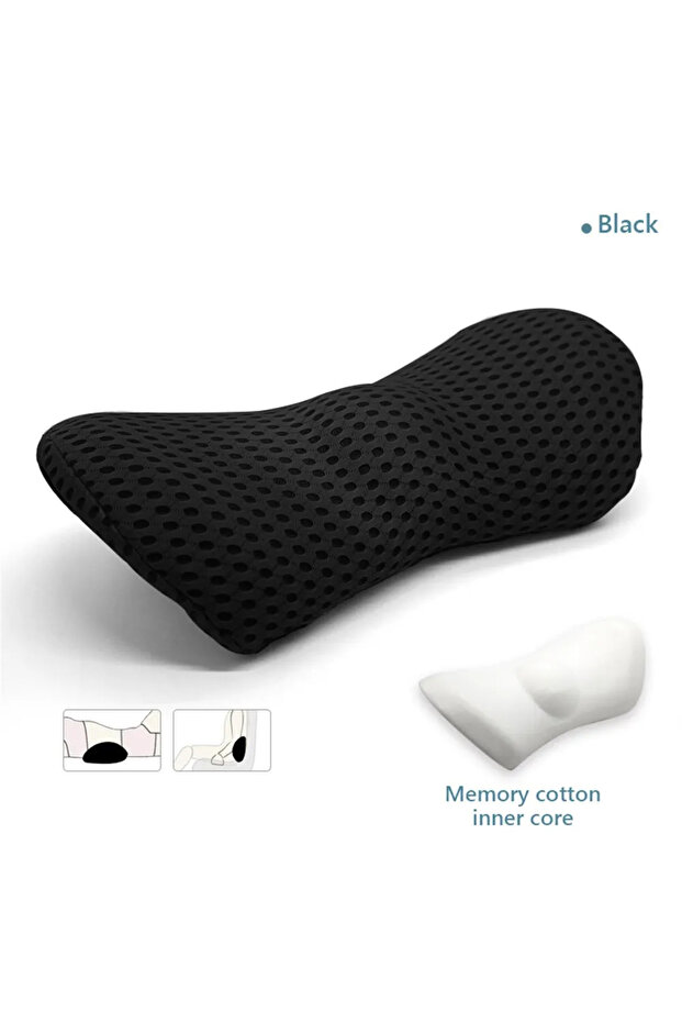 32x24x13cm black Breathable Memory Cushion Interior Accessories Bed Sleeping Pillow Car Seat Waist P