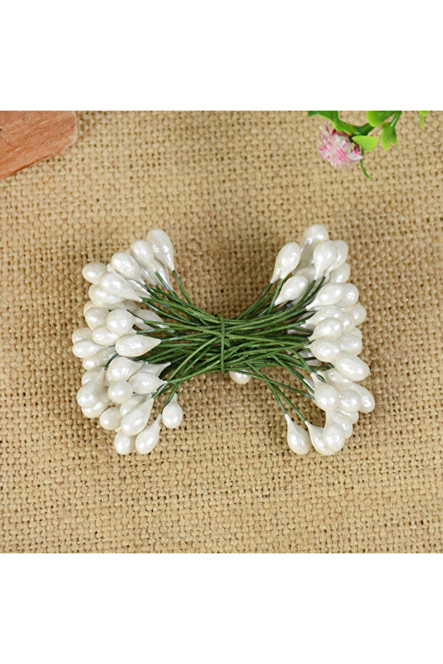 50pcs F01 50PCS Gold/Red/Silver/White Double Heads Mini Flower Stamen Pistil Wedding Decoration DIY