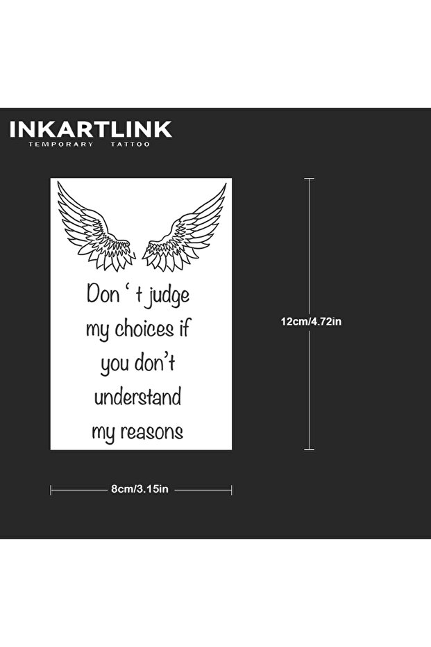 984-0812M Wings and English Short Sentences Temporary Tattoo,Lasts To 15 Days New Technology Magic W