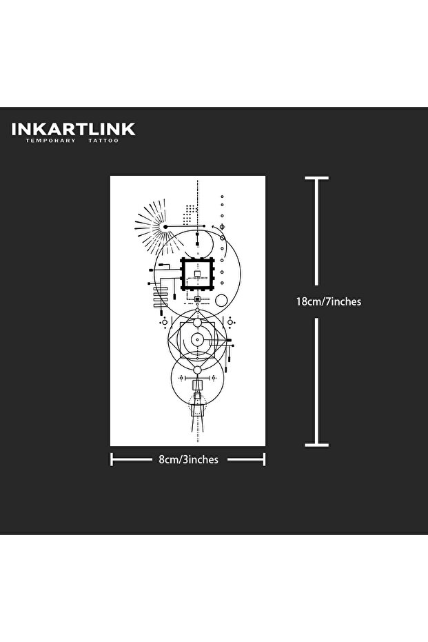 945-0818L Geometric Design Temporary Tattoo,Lasts To 15 Days New Technology Magic Waterproof Semi Pe