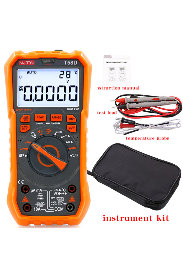 T58D NJTY T-58D High-Precision Digital Multimeter, 60000 Counts, Smart Anti-Burn, Home/Professional