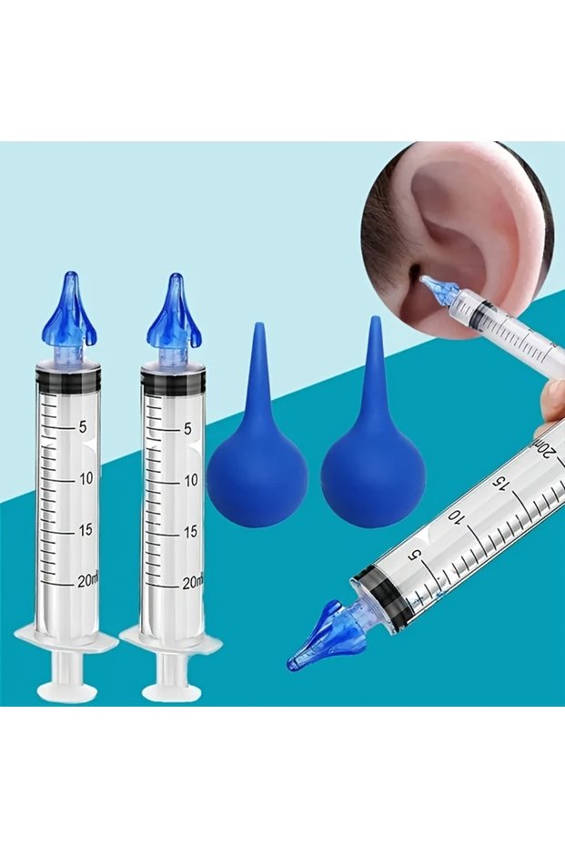20ml 4-Piece Earwax Cleaning Syringe Kit Flared Soft Top Earwax Removal Tool Ear Cleaner Set Adults