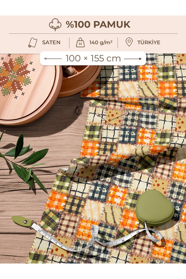 100% Cotton Satin Patchwork Fabric – 155×100 cm – for Sewing and DIY