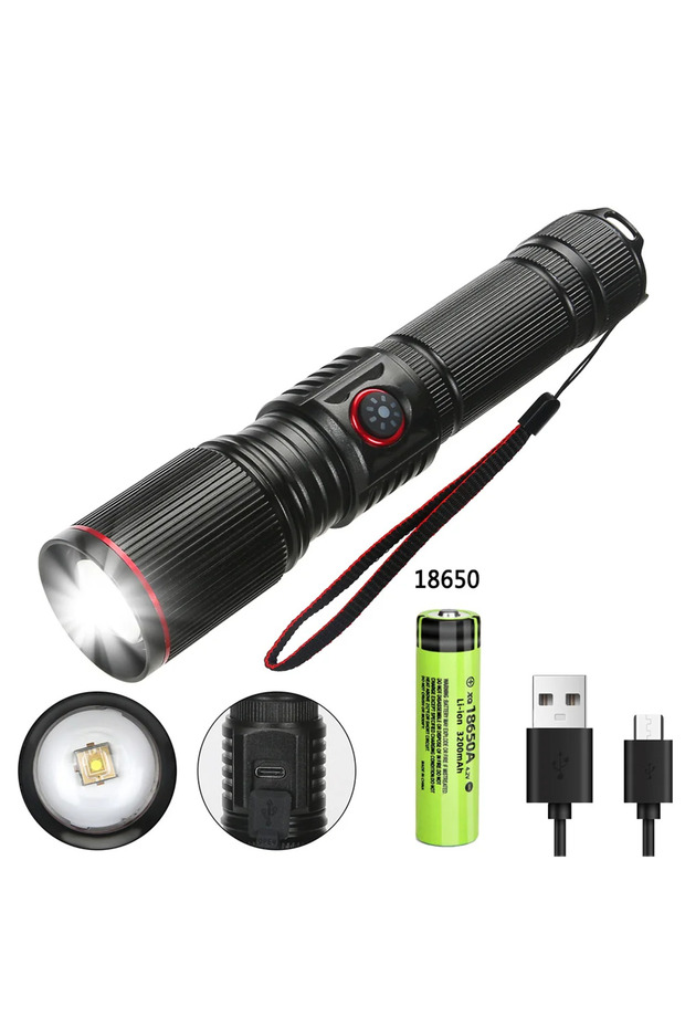 18650 battery Aluminum Alloy 30W Super Powerful LEP Flashlight 18650 or 21700 Battery Zoo