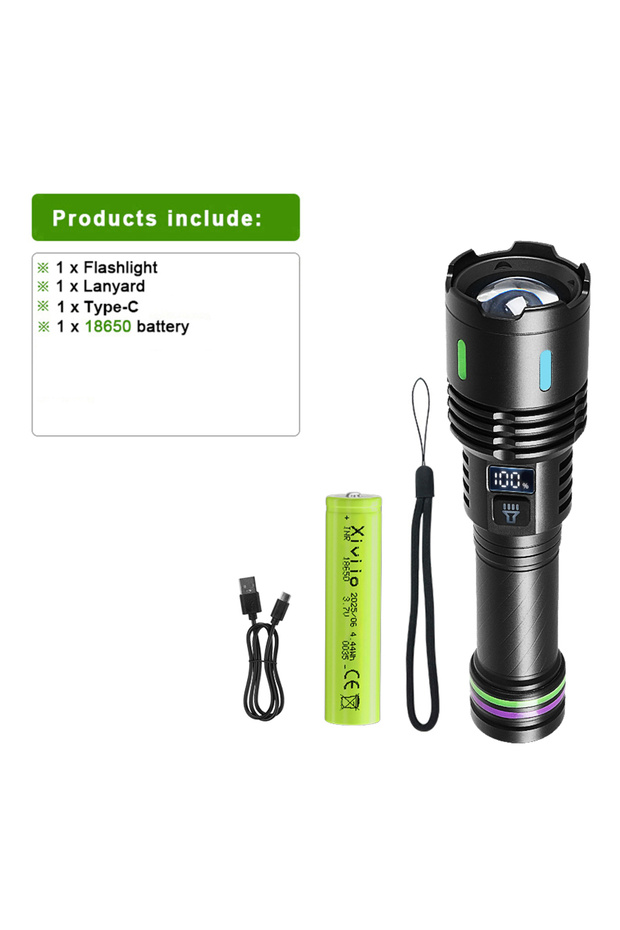 18650 battery 2026 760000000LM Ultra Powerful LED Flashlights 800W Super Birght Torch Light Recharge
