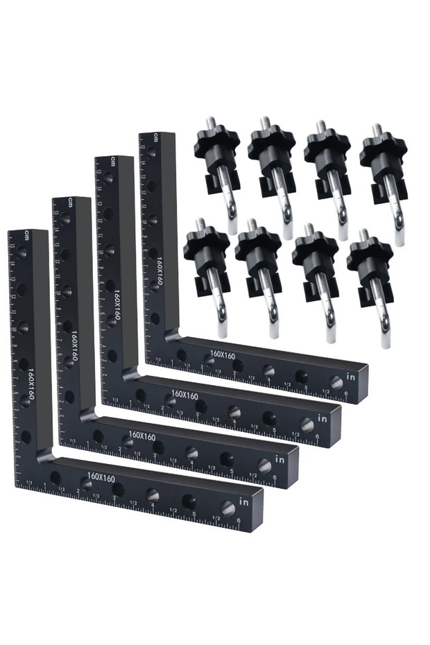 12Pcs Set Black 90 Degree Positioning Squares Right Angle Clamps -Aluminum Alloy Fixing Clip - Woodw