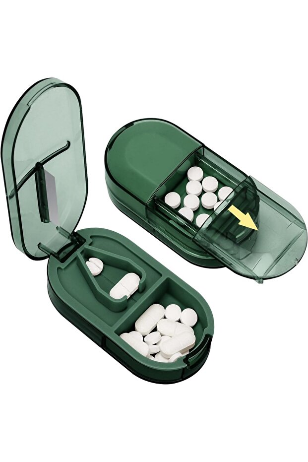 Small Transparent green 1pc Pill Cutter, For Cutting Small Or Large Pills In Half, Cuts Pills, Vitam