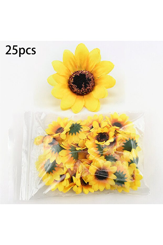 A 25pcs 7cm Artificial Silk Sunflower Head Artificial Flowers DIY Wreath Scrapbooking Gifts Box Wedd