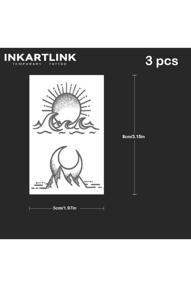 IN-E554 3 Pcs Sun and Moon Temporary Tattoo, Lasts Up to 15 Days New Technology Magic Waterproof Sem