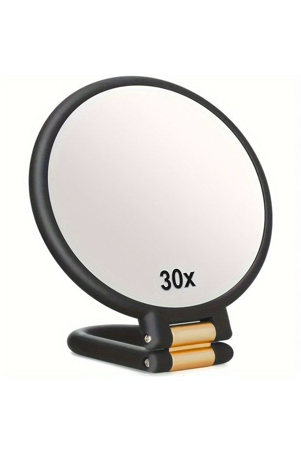 black Portable 360 Adjustable Dual Sided Makeup Mirror 1X 30X Magnifying Handheld Travel Friendly No