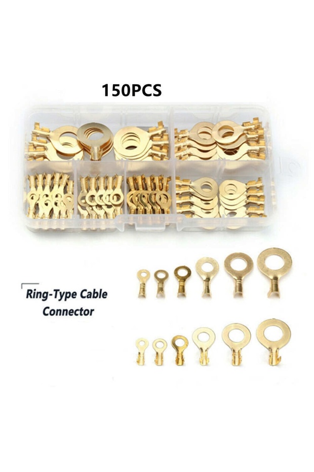 150pcs 150pcs/set Round Terminal Block DJ431 O-type Lugs Terminals Cold-Pressed Connector Copper Tab