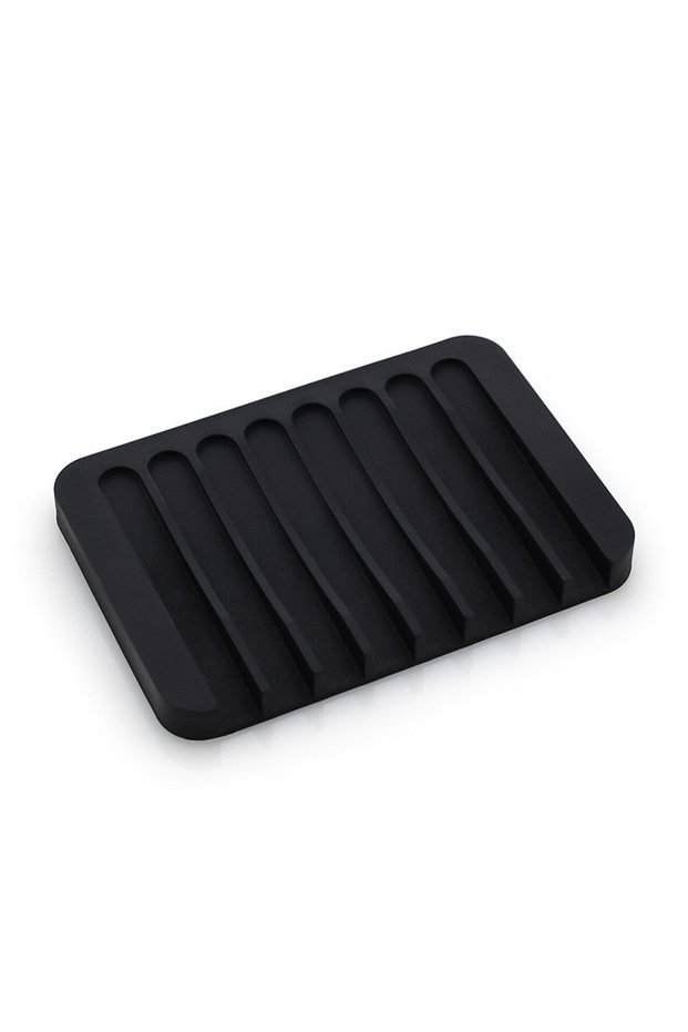 Black Silicone Soap Dish Storage Holder Soap Box Plate Tray Shower Soap HolderDraining Kitchen Sink