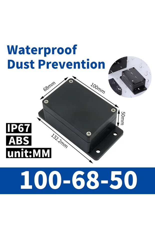 Black with ears 100x68x50mm Waterproof Plastic Electrical Project Box Enclosure Case for Outdoor Ele