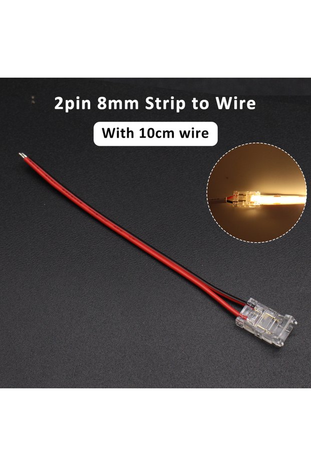 10pcs Stip to Wire (10cm) 5pcs 10pcs 2Pin 8mm COB LED Strip Connector No Soldering No Dark Area Mini