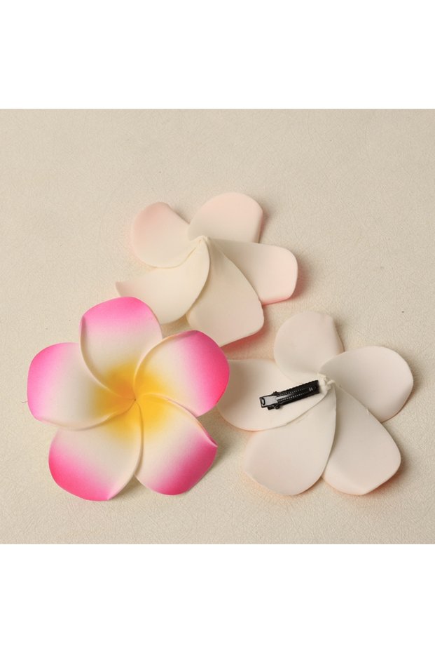 4.5CM Rose Red 10Pcs Foam Hawaiian Frangipani Artificial Plumeria Flower Hat Hair Clips for Home Par