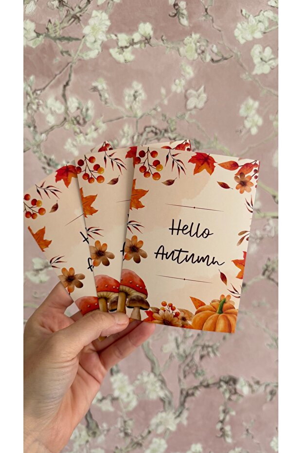 Hello Autumn Themed Autumn Themed Gift - Note Card - Thank You Card 9.5-13 Cm30 Pieces