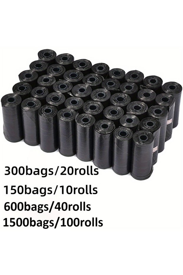 150bags 10rolls Black 300/1500pcs Dog Poop Bags, Portable Pet Waste Bags, Durable And Leak Proof Pet