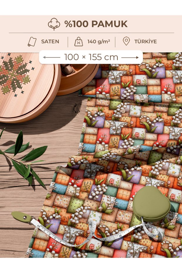 100% Cotton Satin Patchwork Fabric – 155×100 cm – for Sewing and DIY