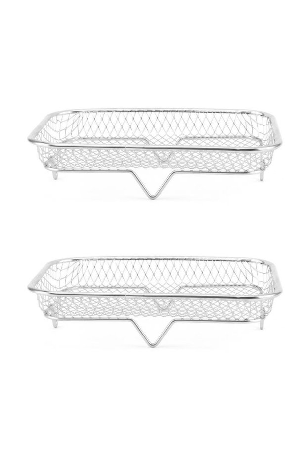 2PCS Rectangle Air Fryer Rack Roasting Rack Fryer Cooling Tray Stackable Dehydrator Racks Food Fryin