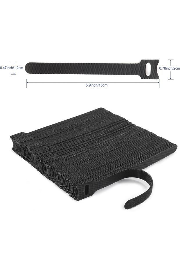 10pcs black Releasable Cable Ties Black Nylon Loop and Hoop Fastener Tape Cord Straps Wire Organizer