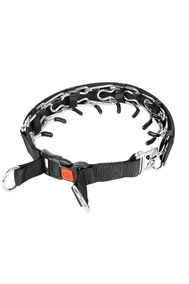 M black Dog Prong Training Collar with Quick Release Buckle, Adjustable Stainless Steel Pinch Collar