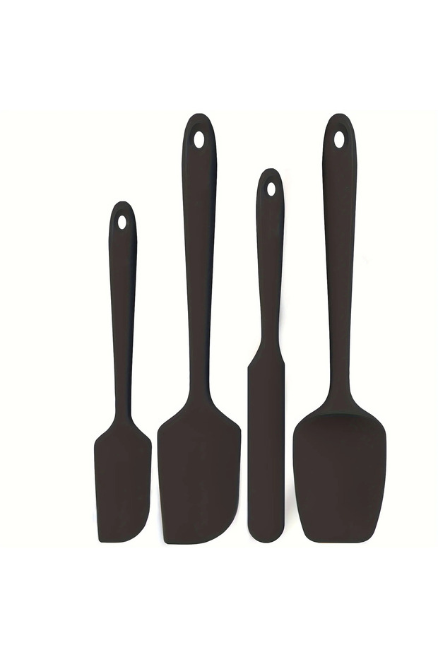 4PCS black 4-Piece Heat-Resistant Silicone Spatula Set - Kitchen Baking Utensils with Cream Scraper