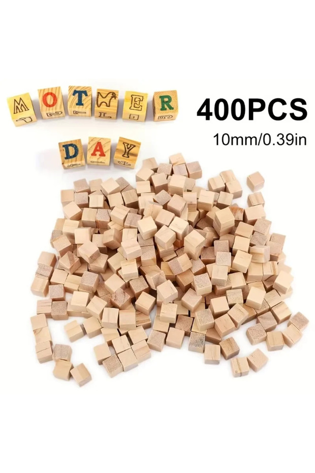 400PCS 50/100/400pcs Unfinished Blank Mini DIY Wooden Square Blocks 1cm Wood Solid Cubes for Woodwor
