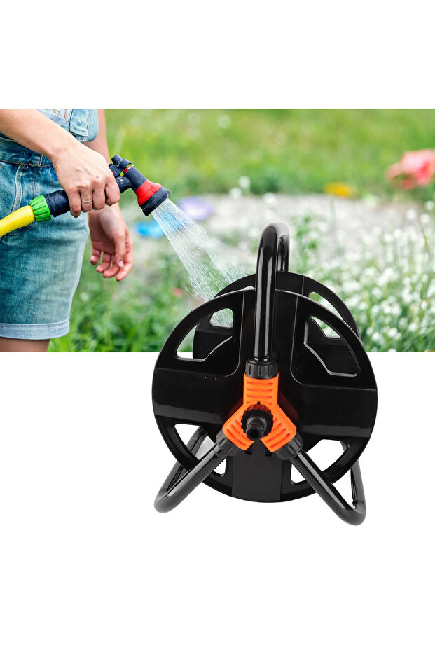 Black DIY Hose Reel Portable Water Pipe Storage Rack Single Arm Pipe Coiler Garden Supplies