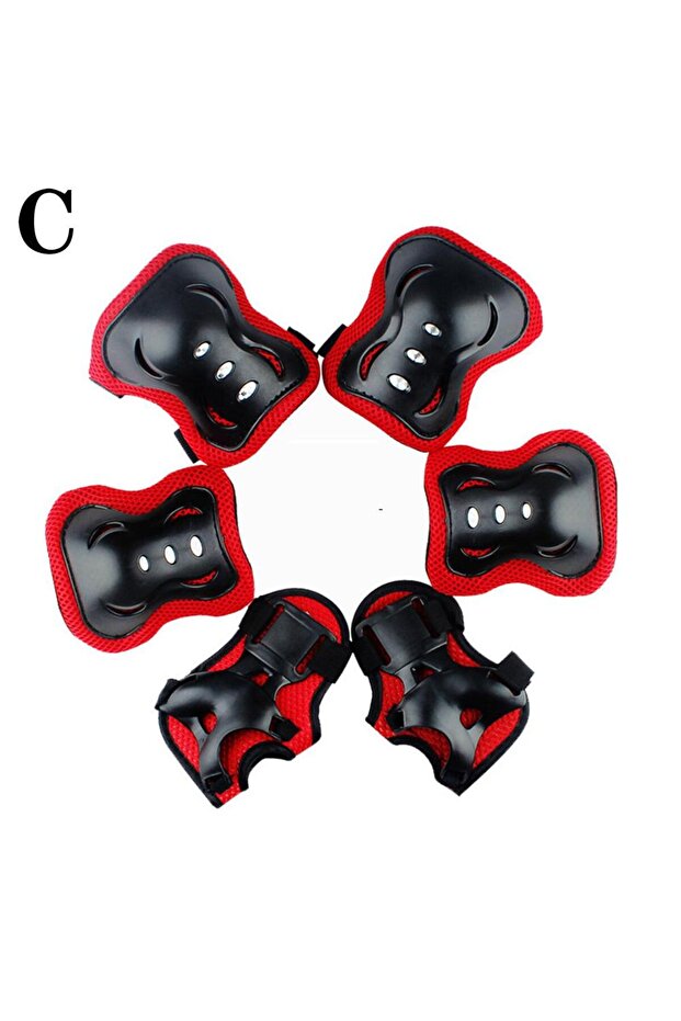 red 6PCS Kids Protective Gear Set for 3-15 Years, Knee Elbow Pads & Wrist Guards for Skateboard Cycl