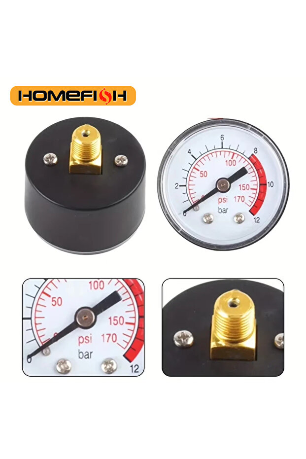 1pc Air Compressor Pressure Gauge 0-12Bar 0-170PSI Hydraulic Fluid Measuring Instrument