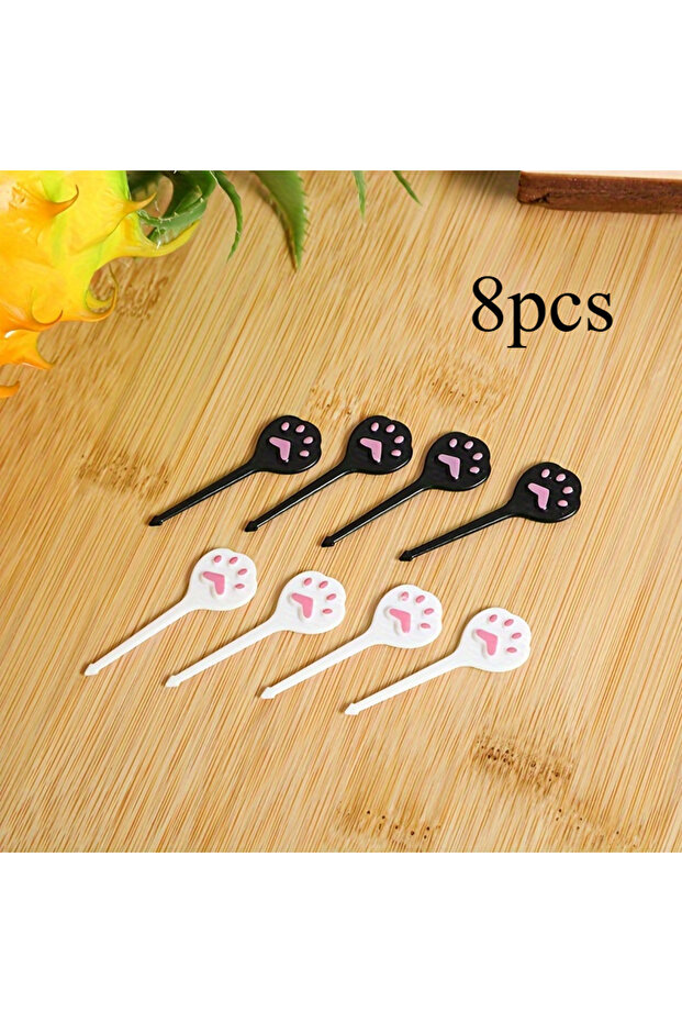 8pcs Adorable Kitty Food Picks - Perfect for Decorating Your Bento Box - Reusable Plastic Picks Safe