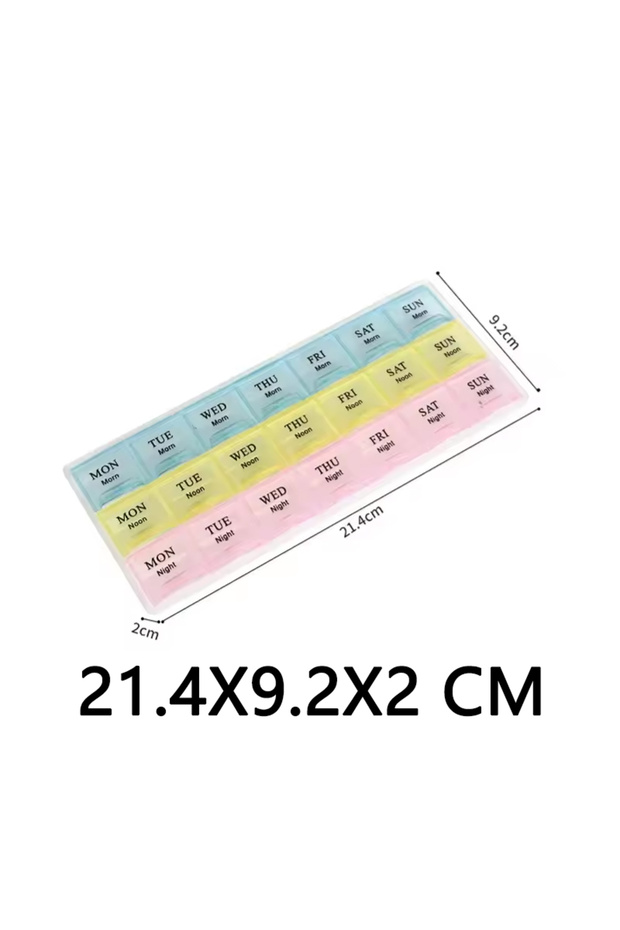 item1 AiQUE Portable Travel Pill Box Cases Organizer 7 Days 21 Grids 3 Times One Day with Large Comp