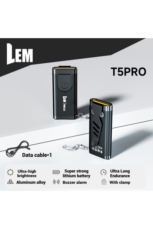1pc LEM LED Flashlight Outdoor Multi-use Portable Rechargeable Lightweight 70LM 5W 4 Modes with keyc