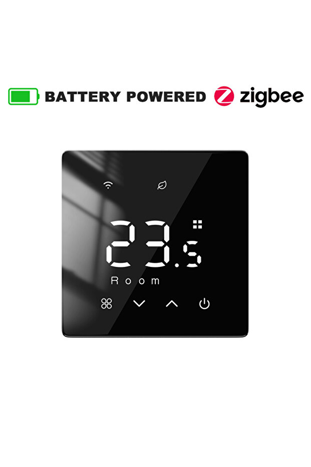 Zigbee-Black Smart WiFi Thermostat Zigbee Tuya Water Gas Boiler Power Battery Powered Wireless Tempe