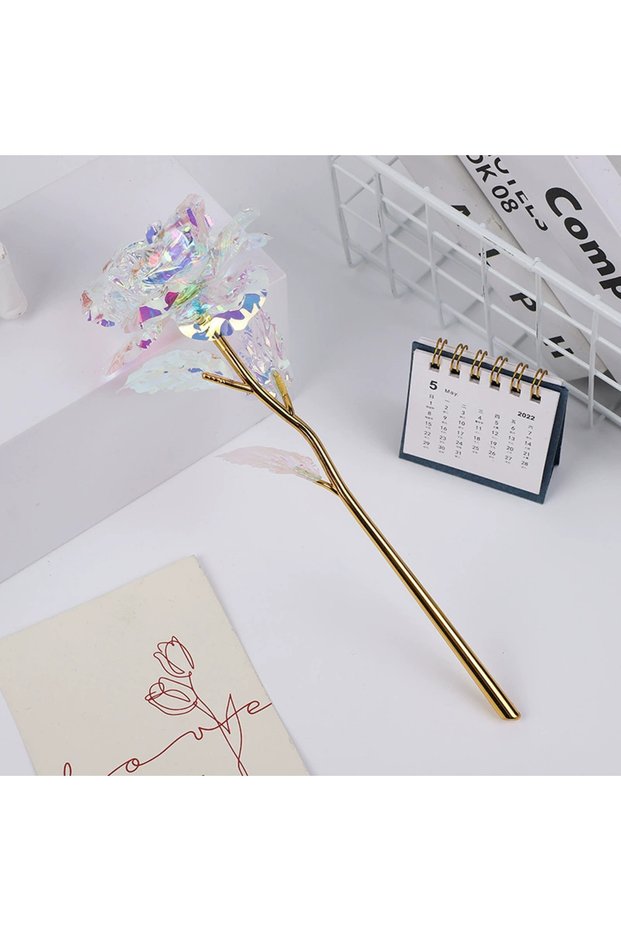 8pcs Iridescent Gold 8pcs Colorful Golden Foil Flower Everlasting Rose Artifical Flowers Fake Rose B