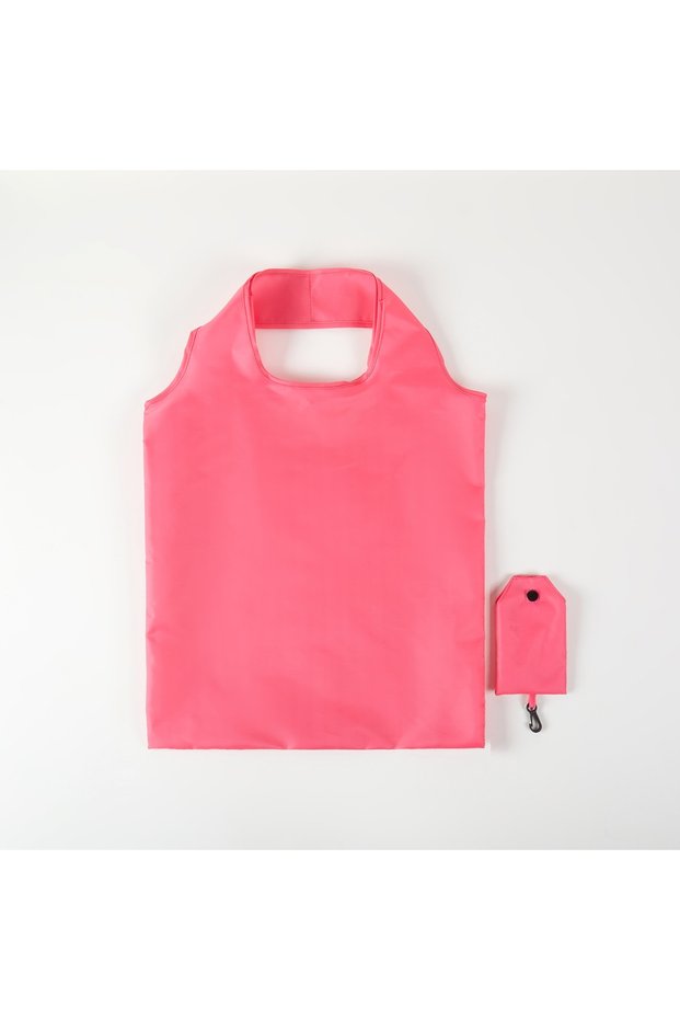 Rose red In The Case of Women's Solid-color Eco-friendly, Foldable and Reusable Shopping Bags for Po