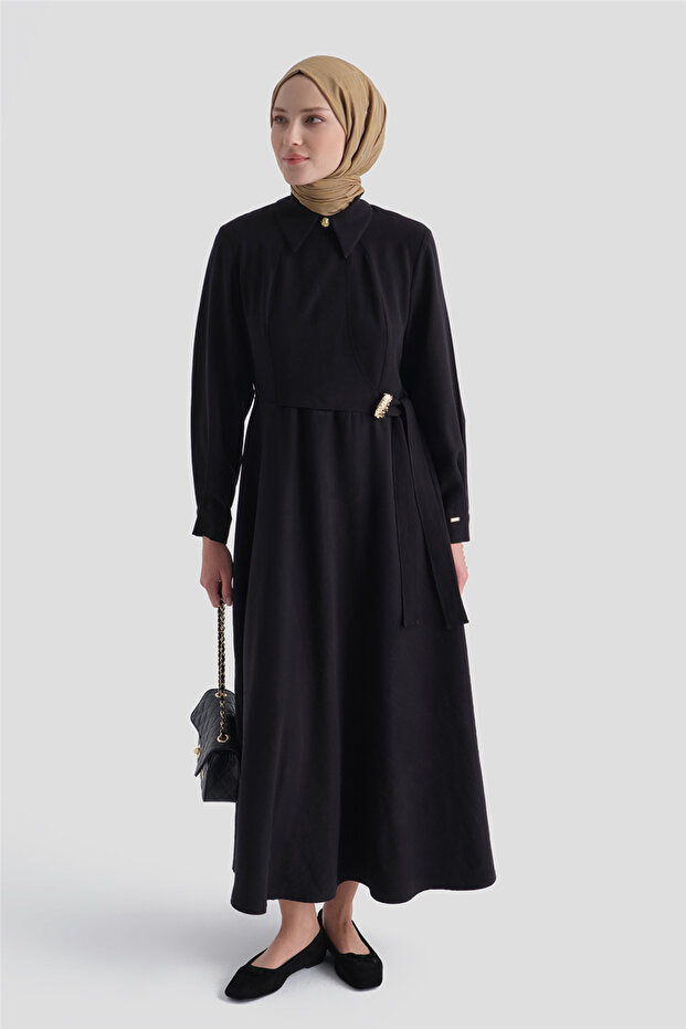 Black dress with accessories