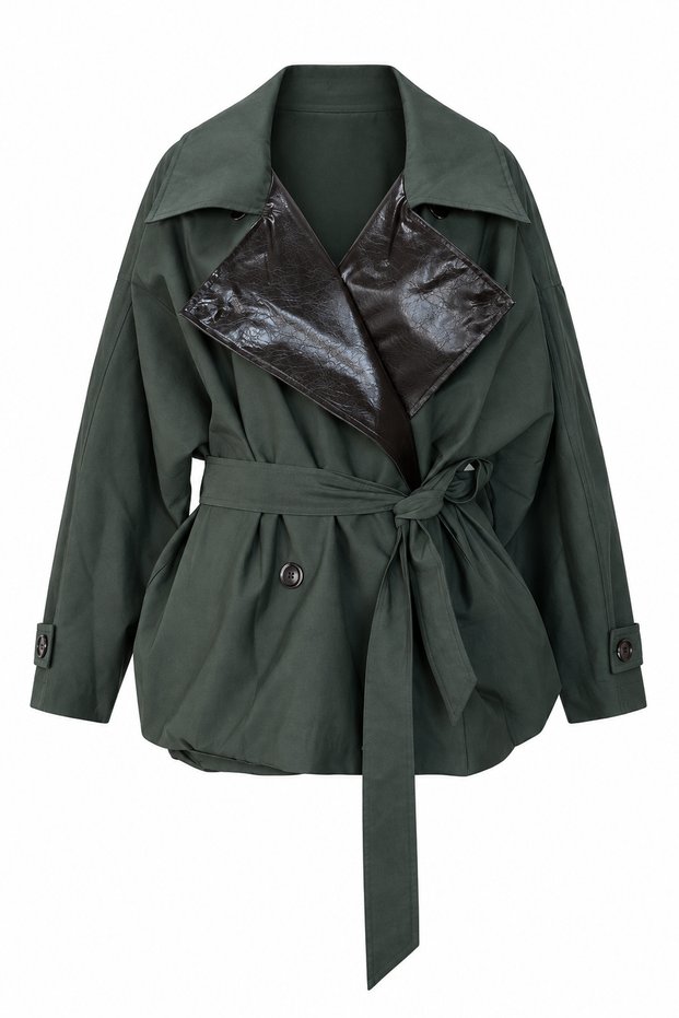 Baby Collar Belted Trench Coat