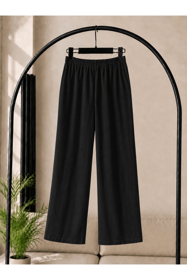 Slim fit cotton trousers - black