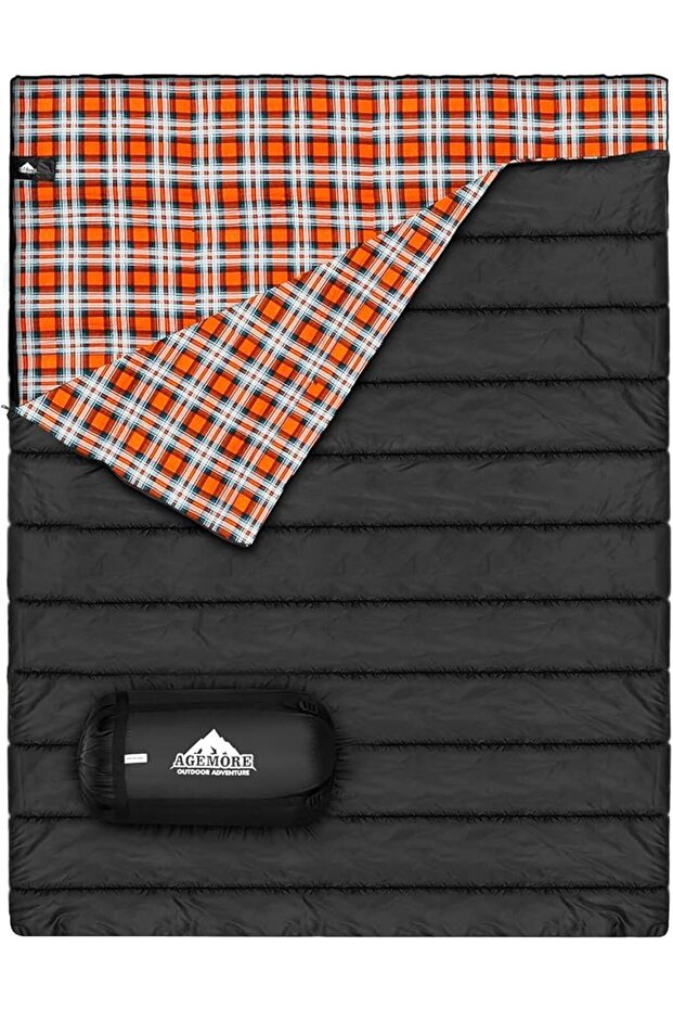 Double sleeping bag cotton flannel lined double sleeping bag