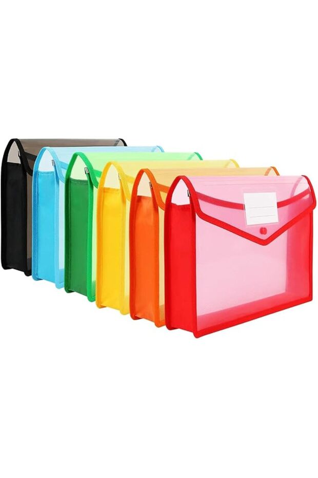 A4 Plastic Wallets, 5 Pcs Popper Wallet Plastic Document Folder Premium Pockets Files Envelope for S