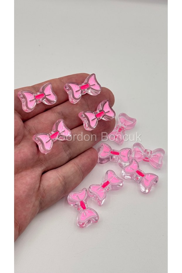 Bow Model Beads Pink 25Pcs Jewelry Beads Chocker Beads