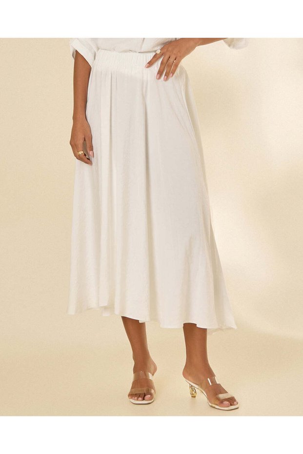 Women Ivory A Line Midi Skirt
