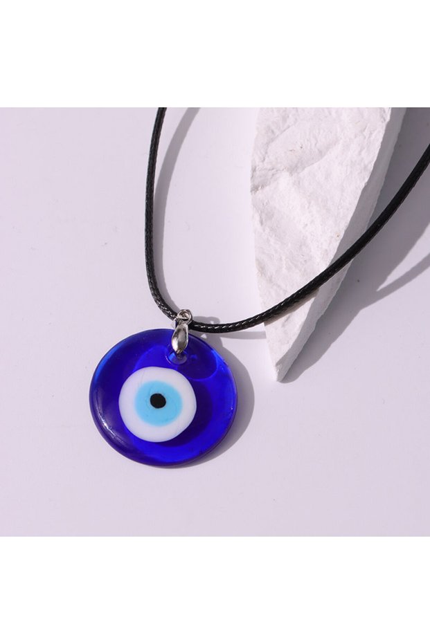 1 Water Droplet Heart Star Round Glass Colorful Evil Eye Pendant Necklace for Women Men Party Couple