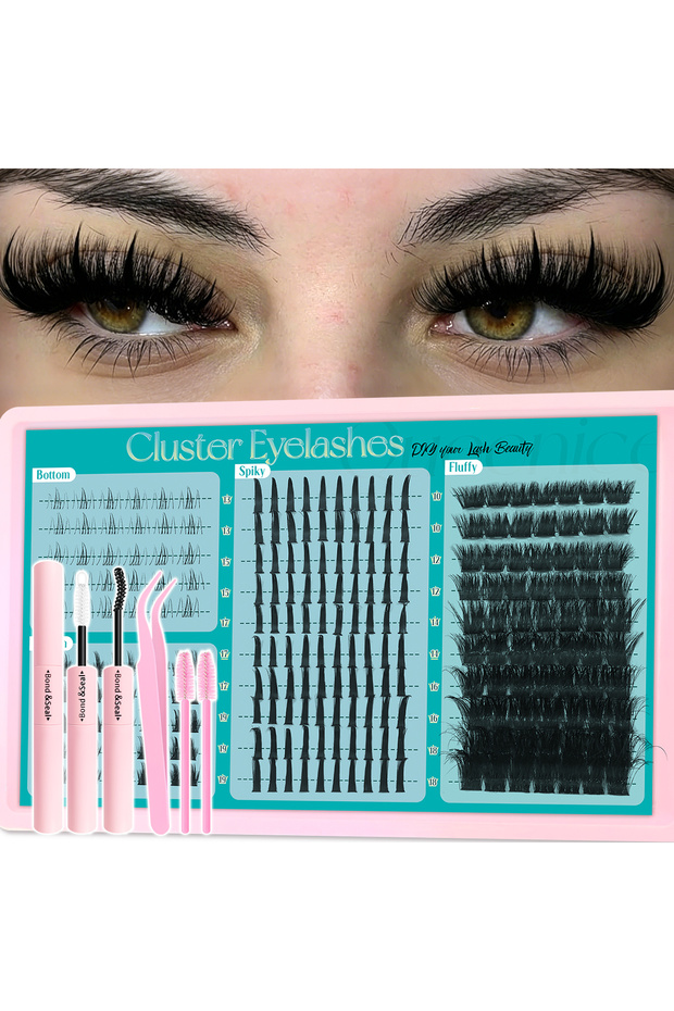 MIX Lash Kit 4 IN 1 Lash Clusters Mixed Length Lash Spikes lower eyelashes Reusable Bottom DIY Spiky