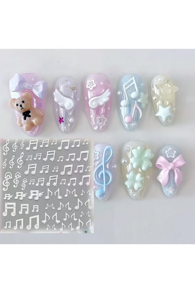 A-25 Cute 3D Star Note Small Wings Fish Board Pattern Nail Art Silicone Mold for Beautiful Nails